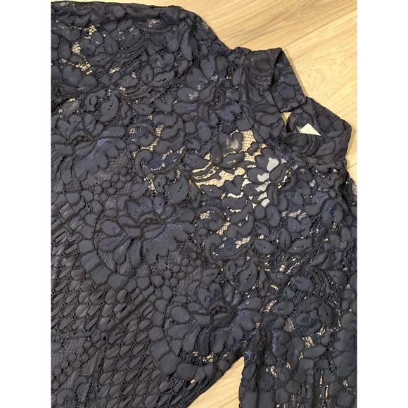 Allison Joy‎ Mock Turtleneck, Lace, NWT, Small Navy Blue #374-O - Picture 2 of 4